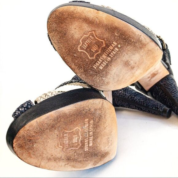 Stuart Weitzman Black Bradford Weave Heels Sz 7.5M - Picture 9 of 13